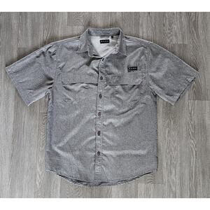 Joe Marlin Fishing Outdoor Shirt Mens Med Gray Button Vented Short Sleeve UPF30